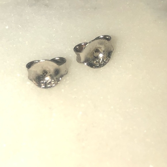 STERLING Blue Topaz & White CZ Halo Circles Stud Earrings 15mm - Picture 8 of 9